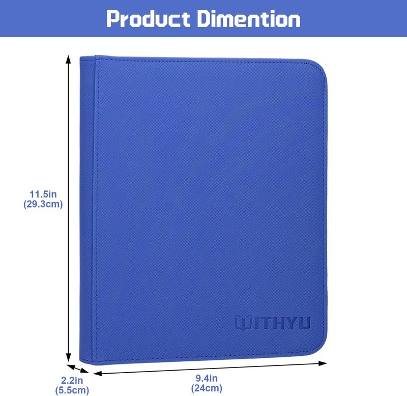 WITHYU Top Loader Binder, 4 Pocket Trading Card Binder for 3"x4" Rigid Cards, 128 Pockets Card Album with Ringless Design, Cards Storage Organizer for Sports, TCG, MTG (Deep Blue) - Image 4